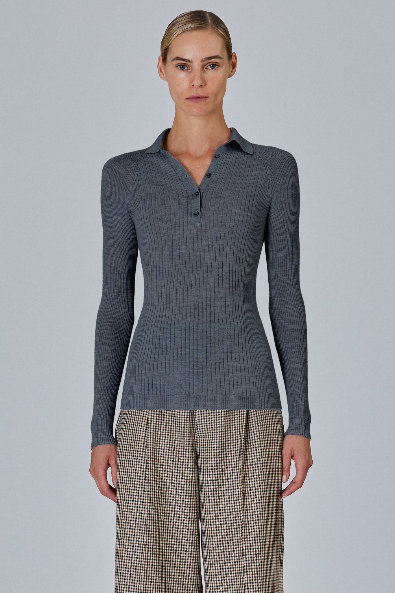 Ribbed Polo Sweater