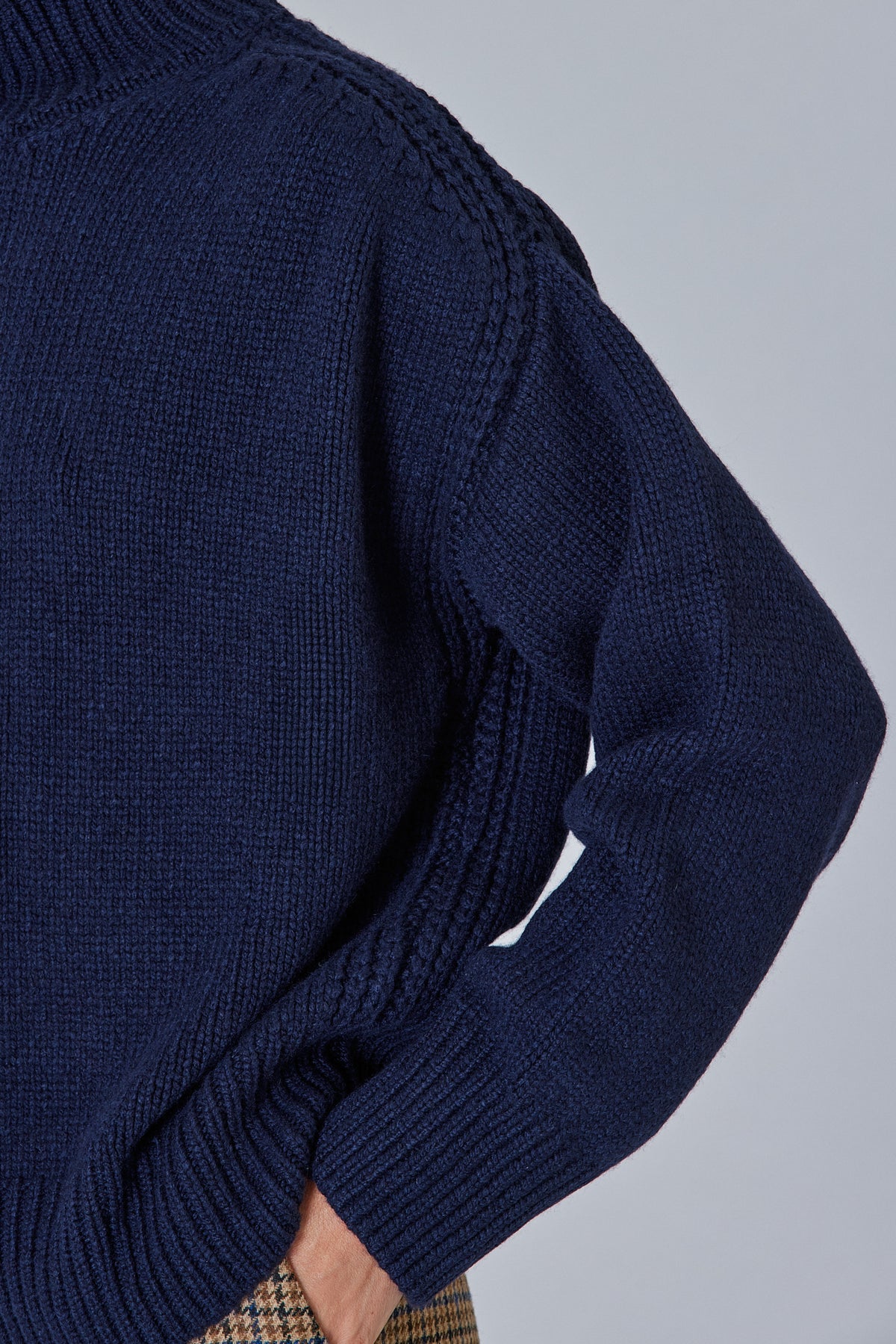 Raglan High Neck Sweater With Back Slit