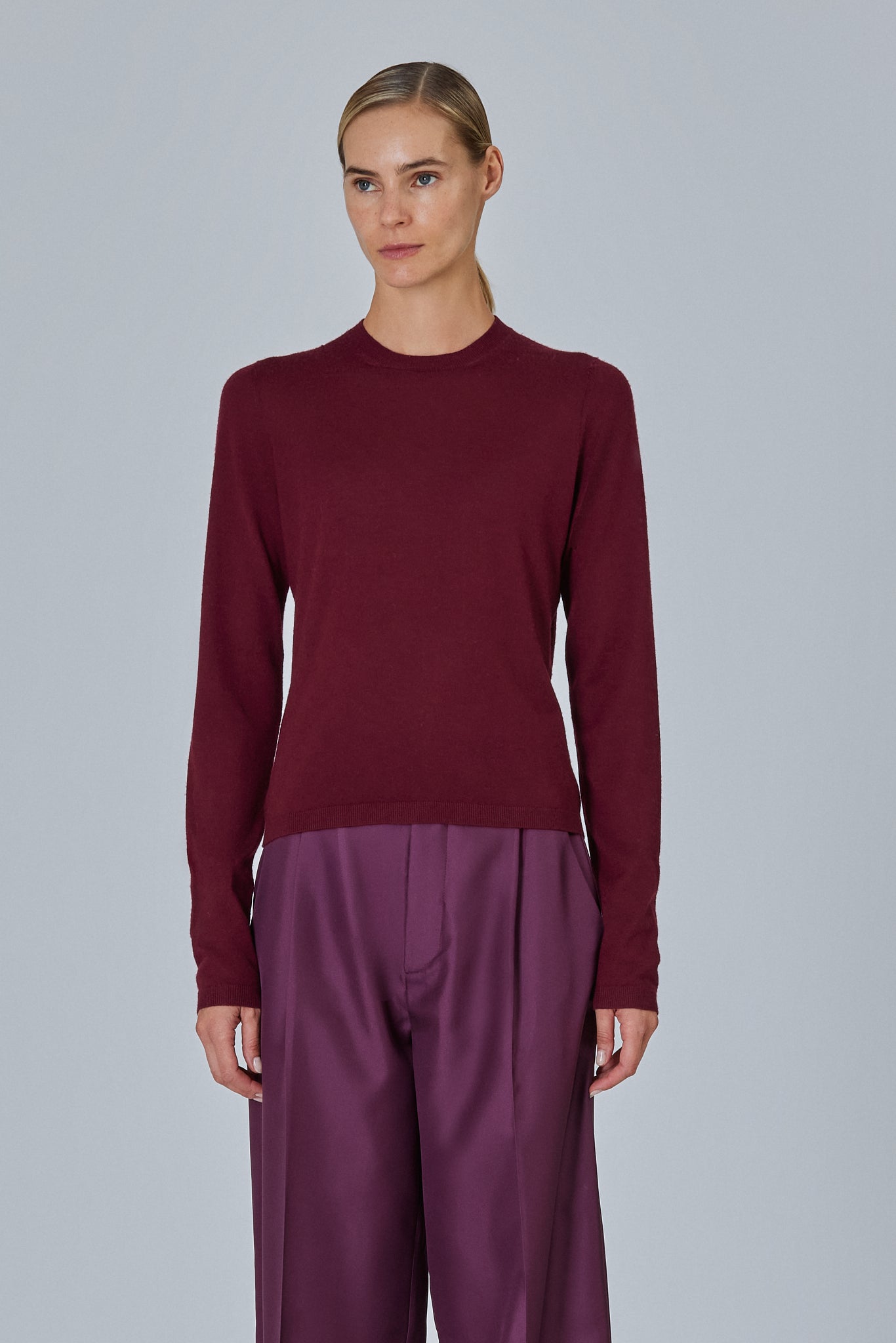 Round Neck Long Sleeve Plain Stitch
