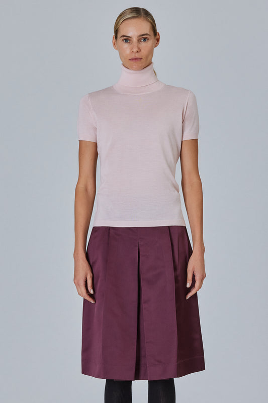 High Neck Short Sleeve Plain Stitch
