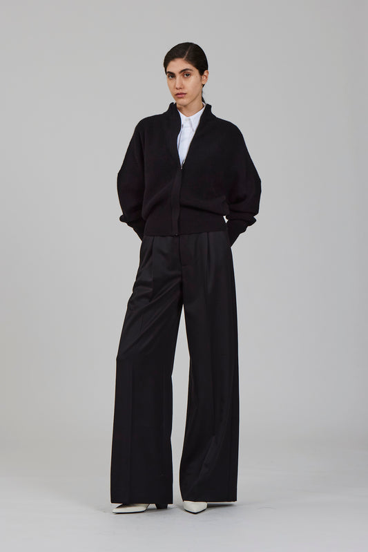 Minerva english ribbed zipped bat wing bomber cardi