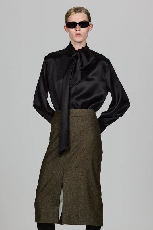 Shirt With Scarf In Double Satin