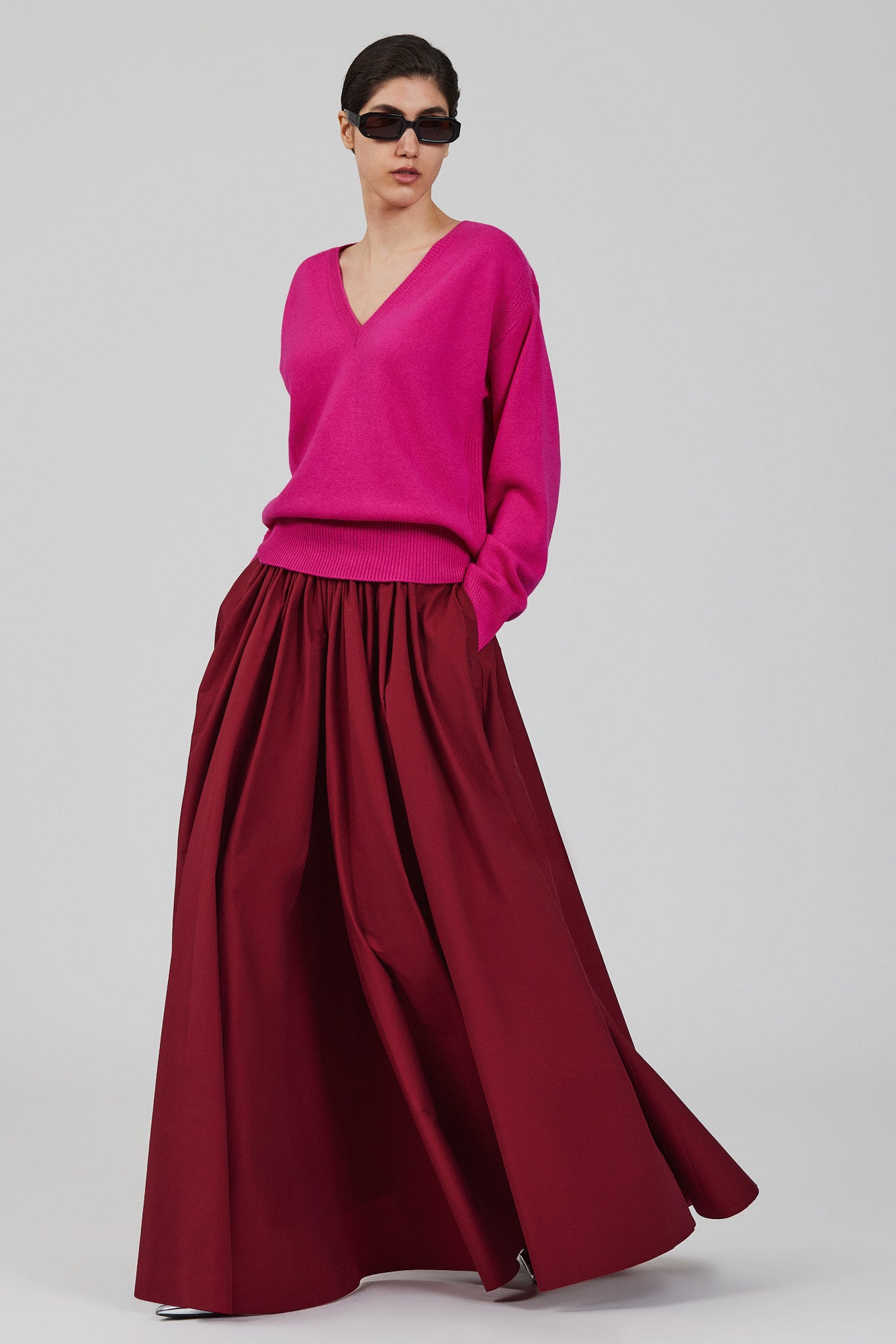 Maglione a V in cashmere