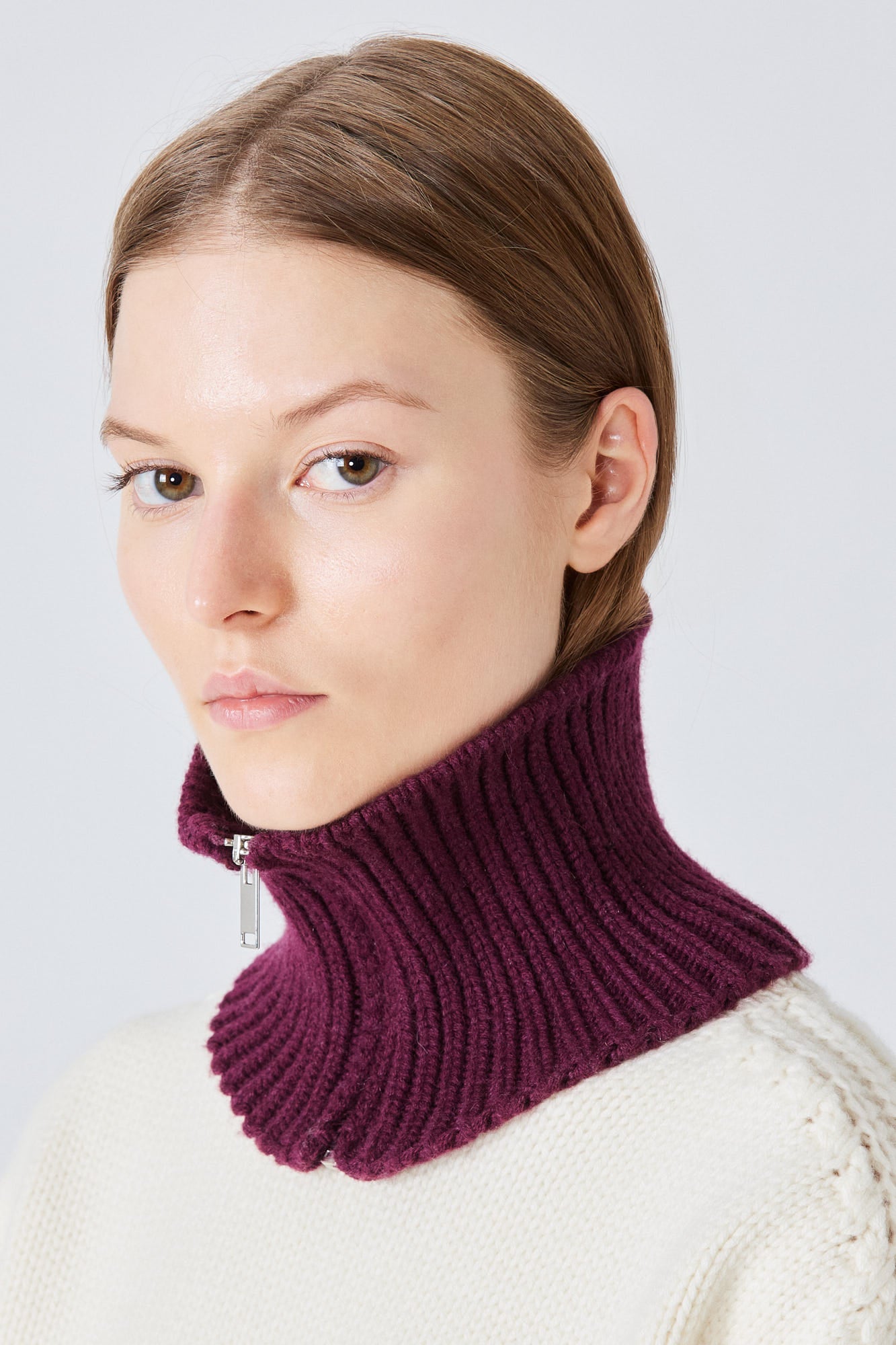 Knit cashmere collar