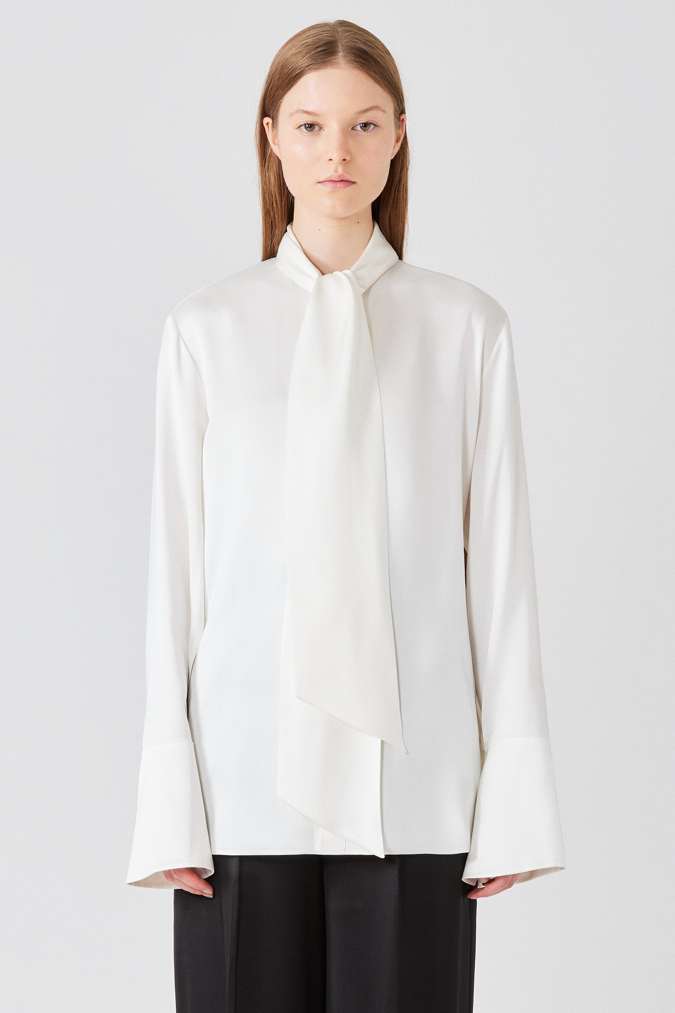 Shirt with scarf in double satin