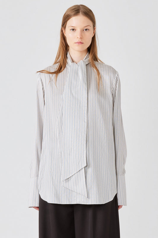 Camicia con sciarpa in twill di seta