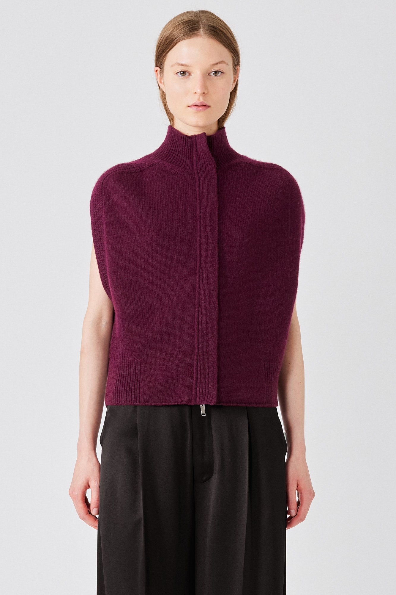 Matilda zipped sleeveless cashmere cardi