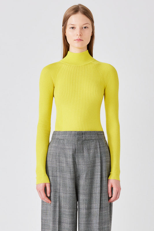 Maglione lupetto a coste in cashmere e seta