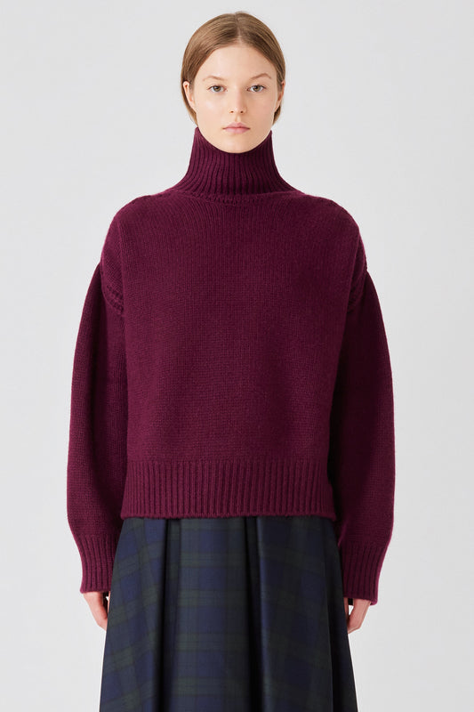 Maglione Gaia in cashmere con collo alto e spacco posteriore