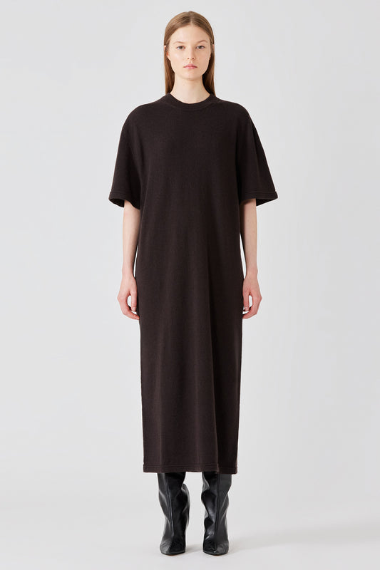 Vestito lungo in cashmere a maglietta