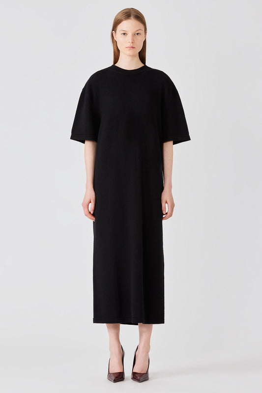 Vestito lungo in cashmere a maglietta