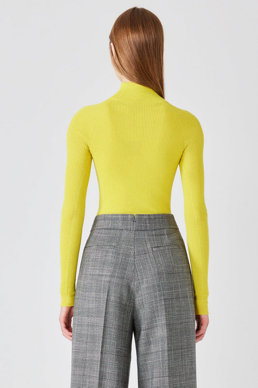 Maglione lupetto a coste in cashmere e seta