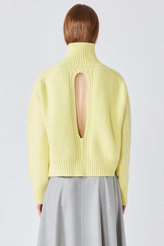 Maglione Gaia in cashmere con collo alto e spacco posteriore