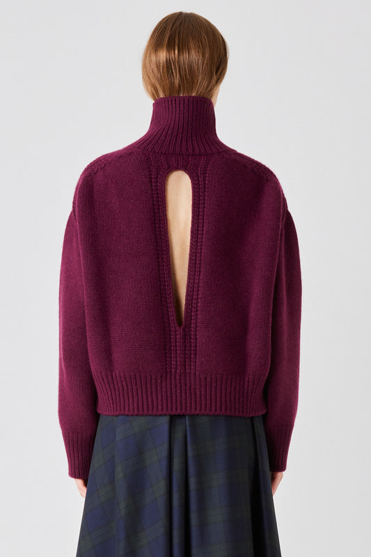 Maglione Gaia in cashmere con collo alto e spacco posteriore