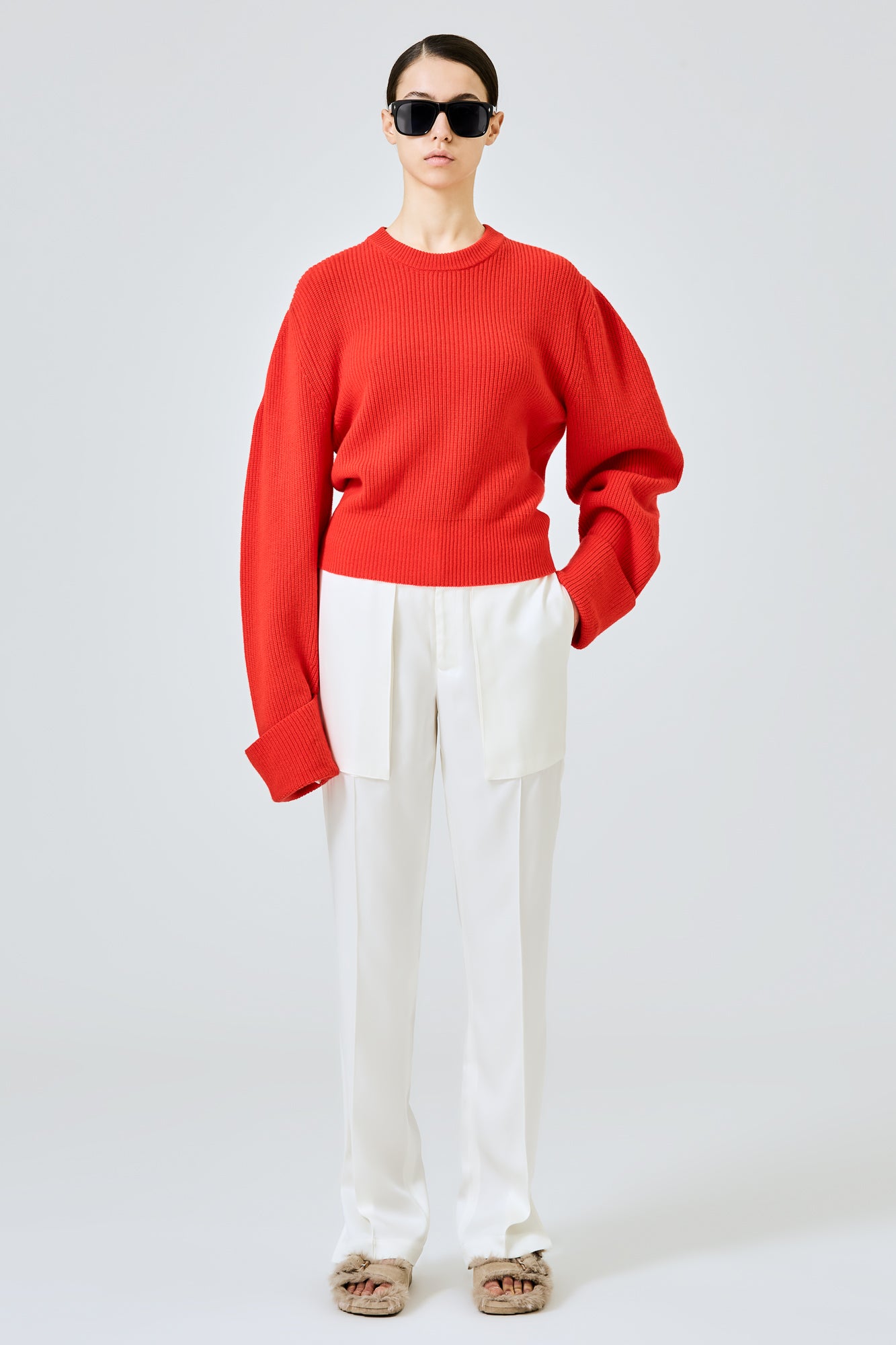 Double cuff cashmere sweater