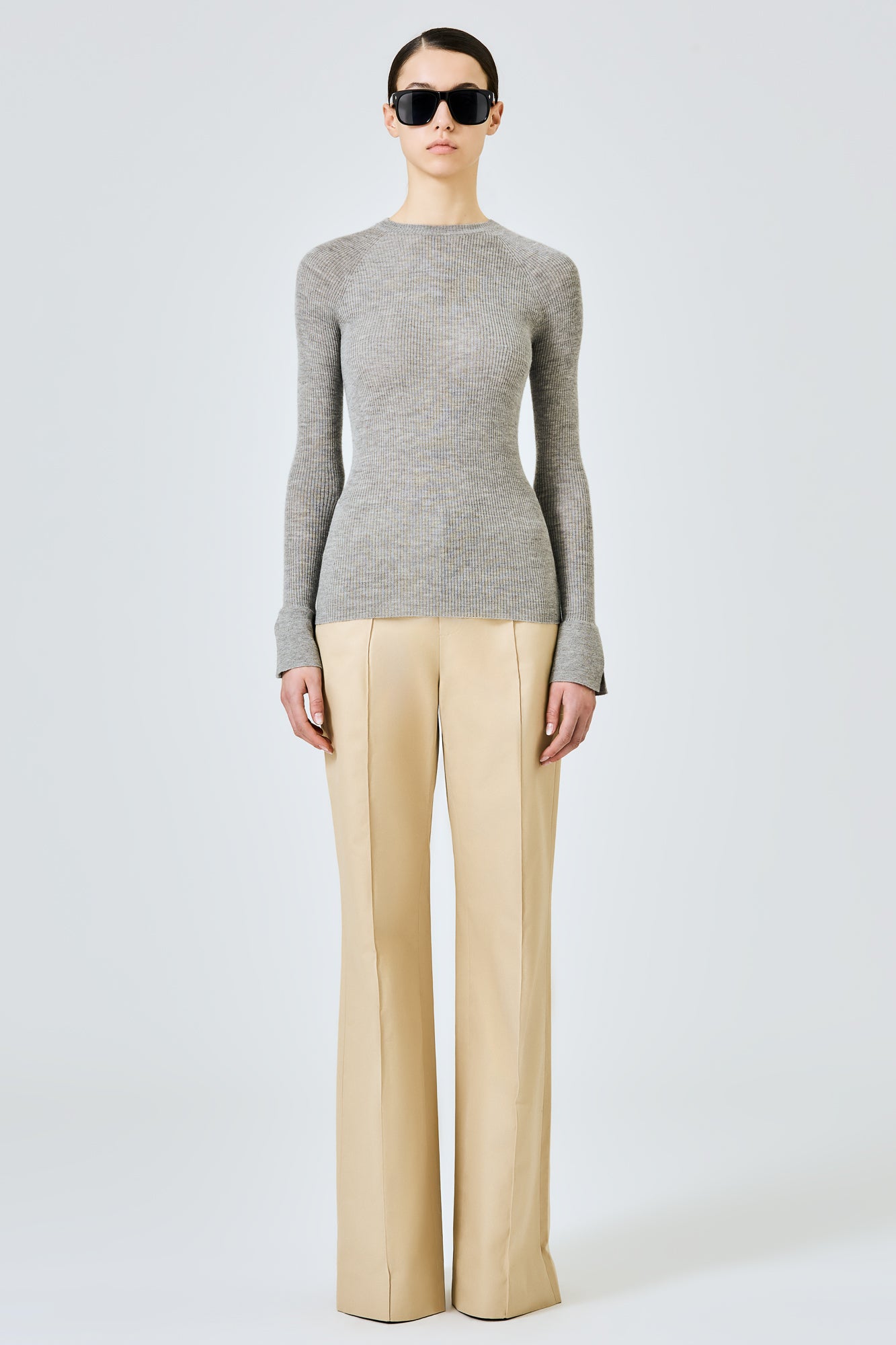 Andrea straight trousers in cotton gabardine