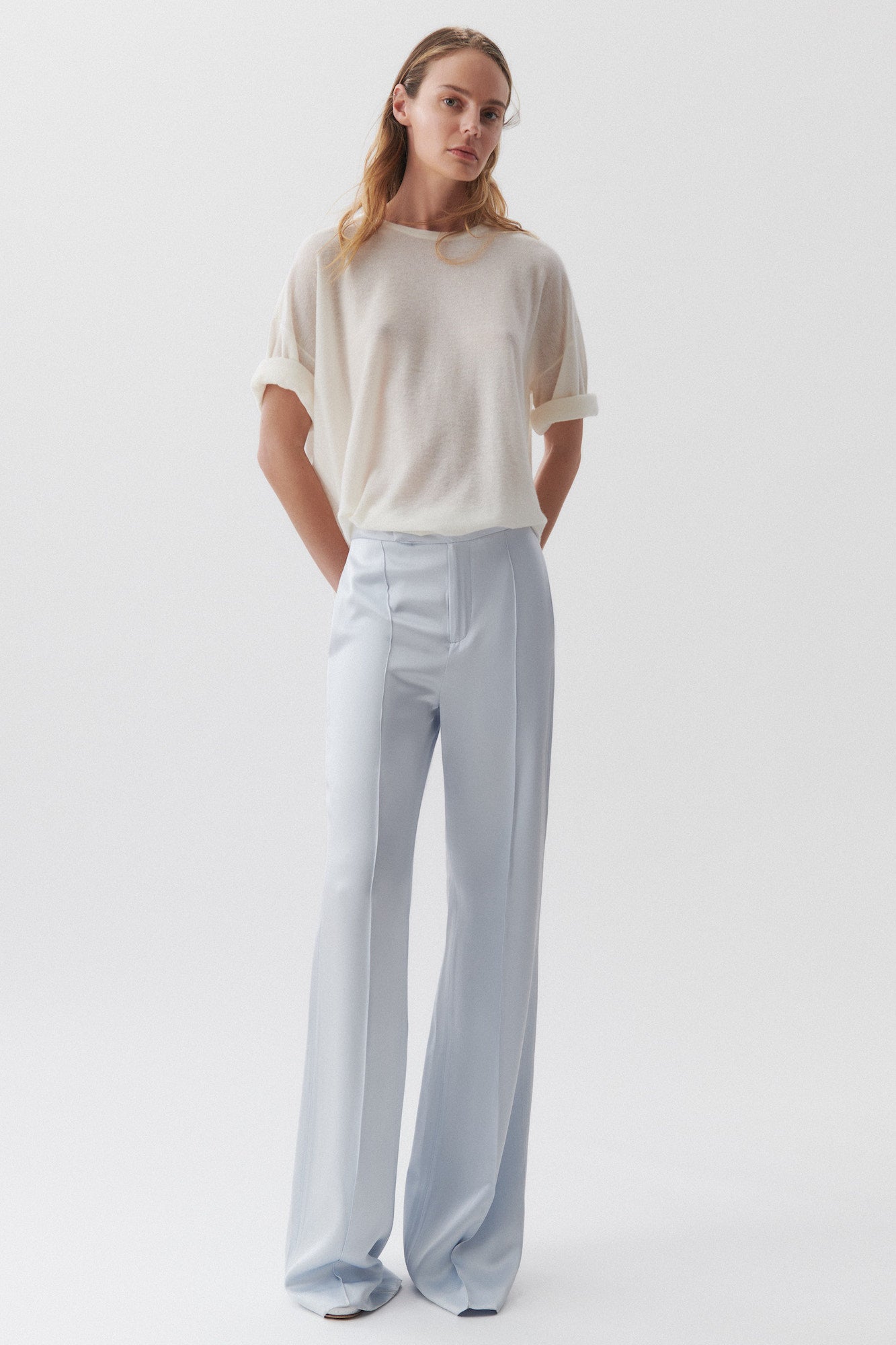 Andrea straight trousers in double satin