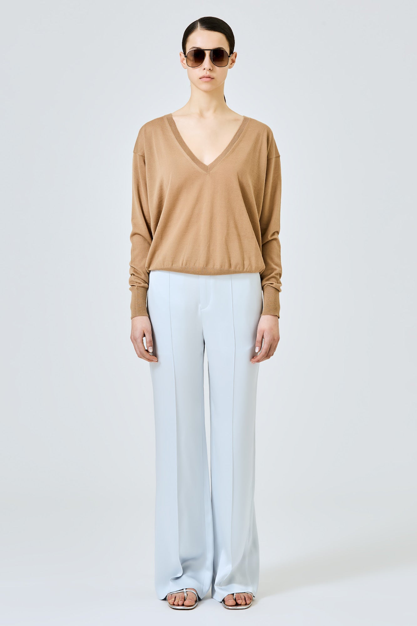 Andrea straight trousers in double satin