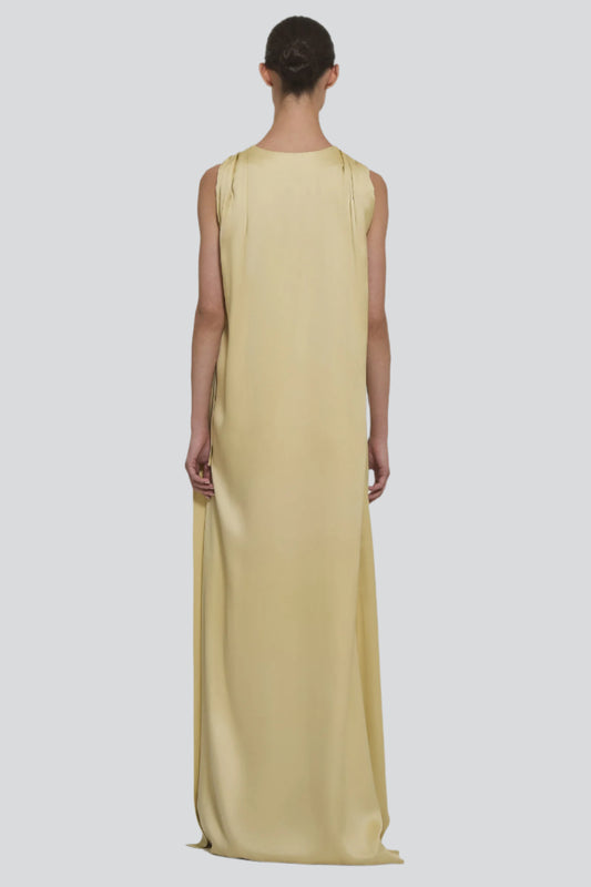 Arianna draped long dress in double satin