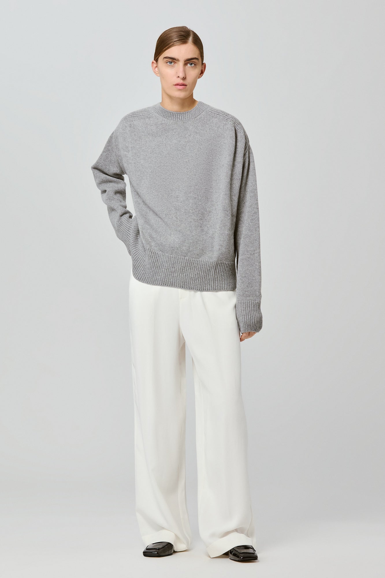 Medea round neck cashmere sweater with back slit
