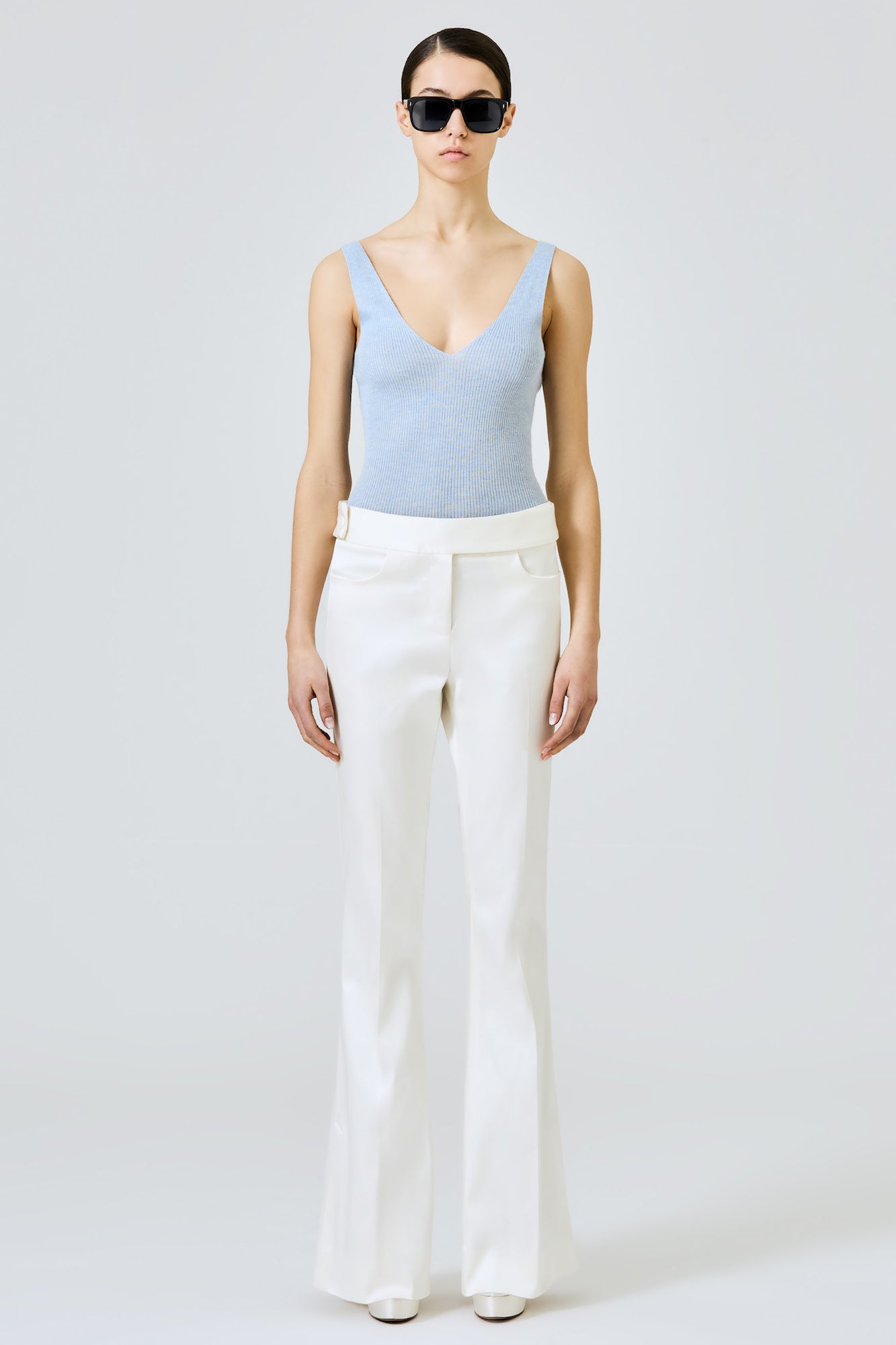 Ribbed cashmere silk tank