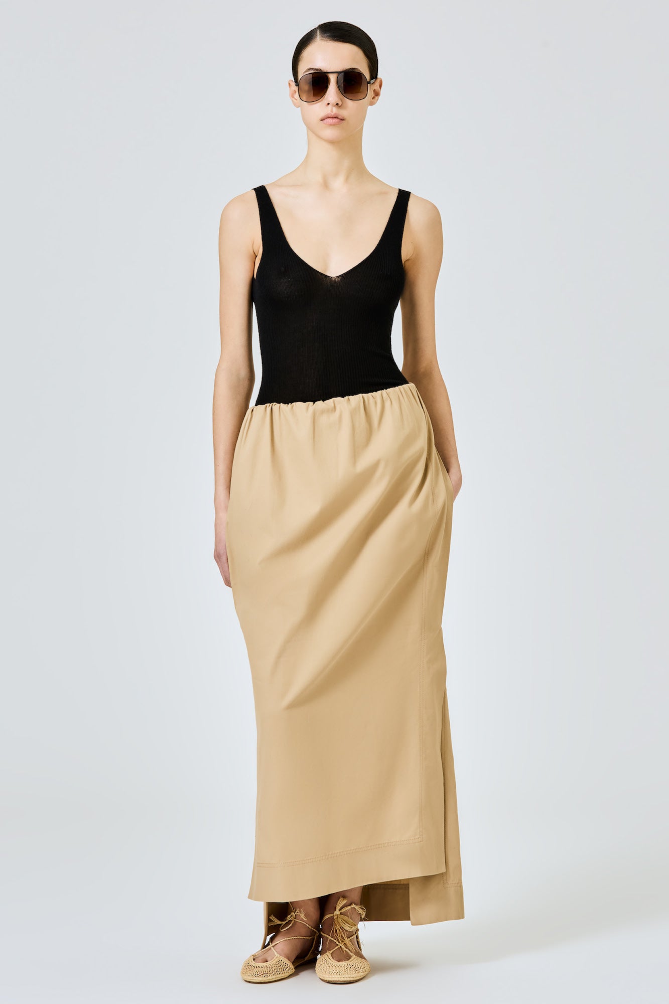 Ribbed cashmere silk tank