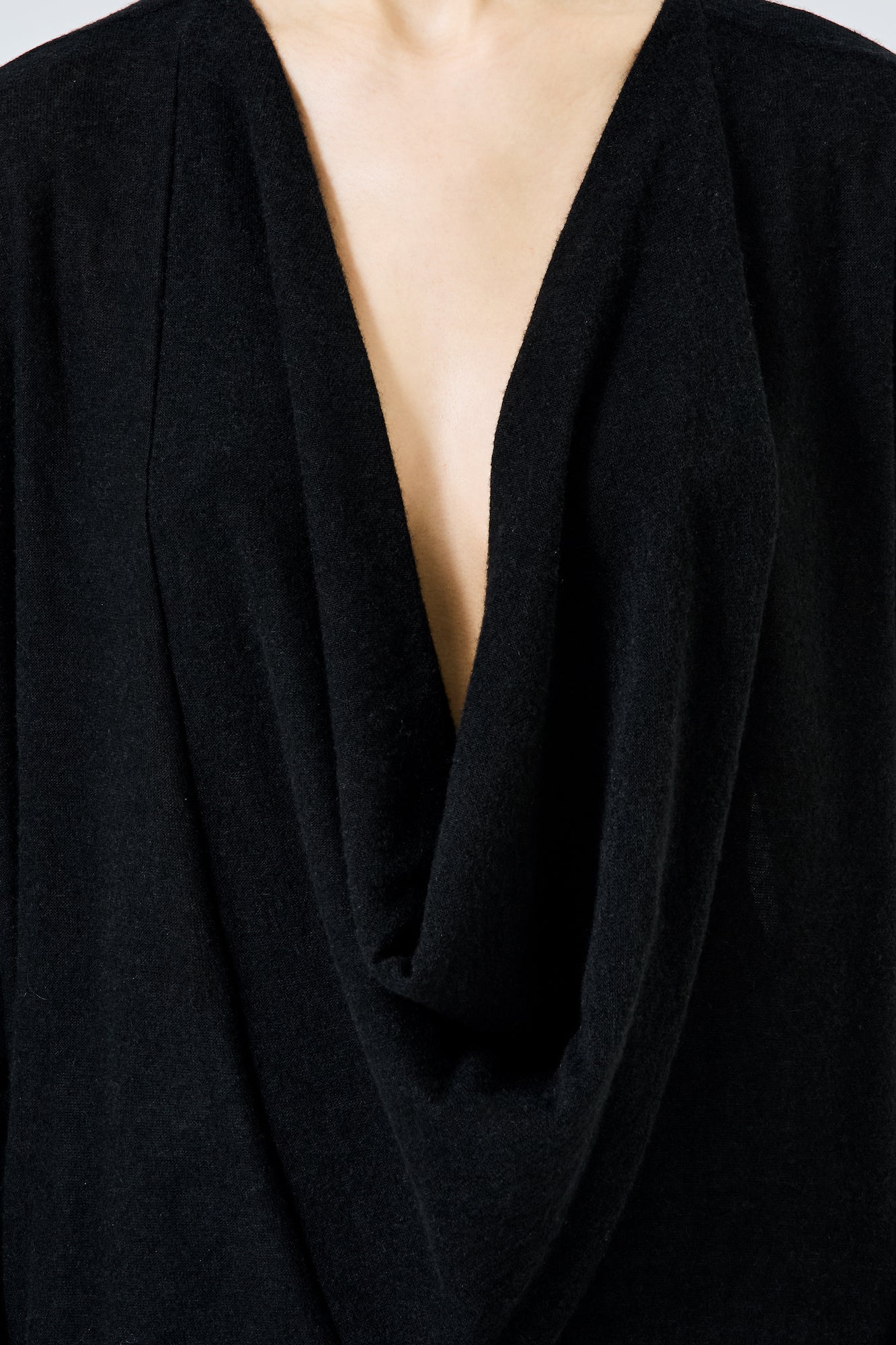 Cashmere silk deep neck sweater