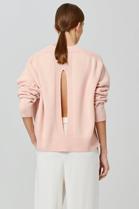 Medea round neck cashmere sweater with back slit