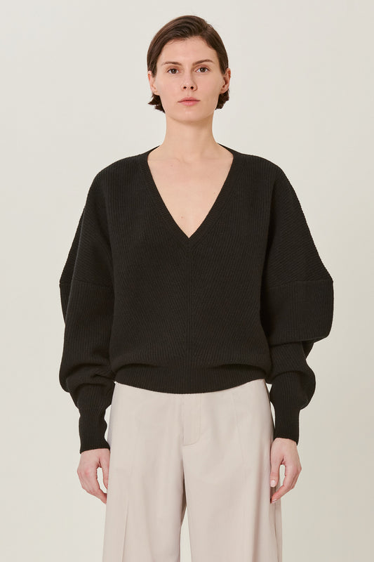 English ribbed V neck sweater