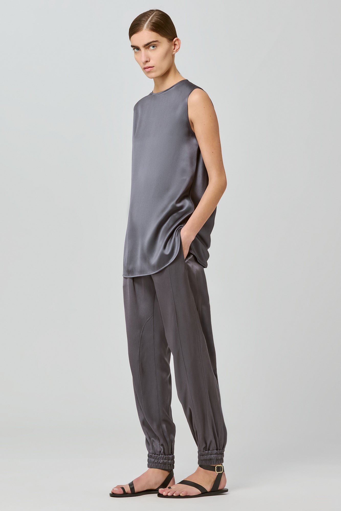 Eva double satin draped top