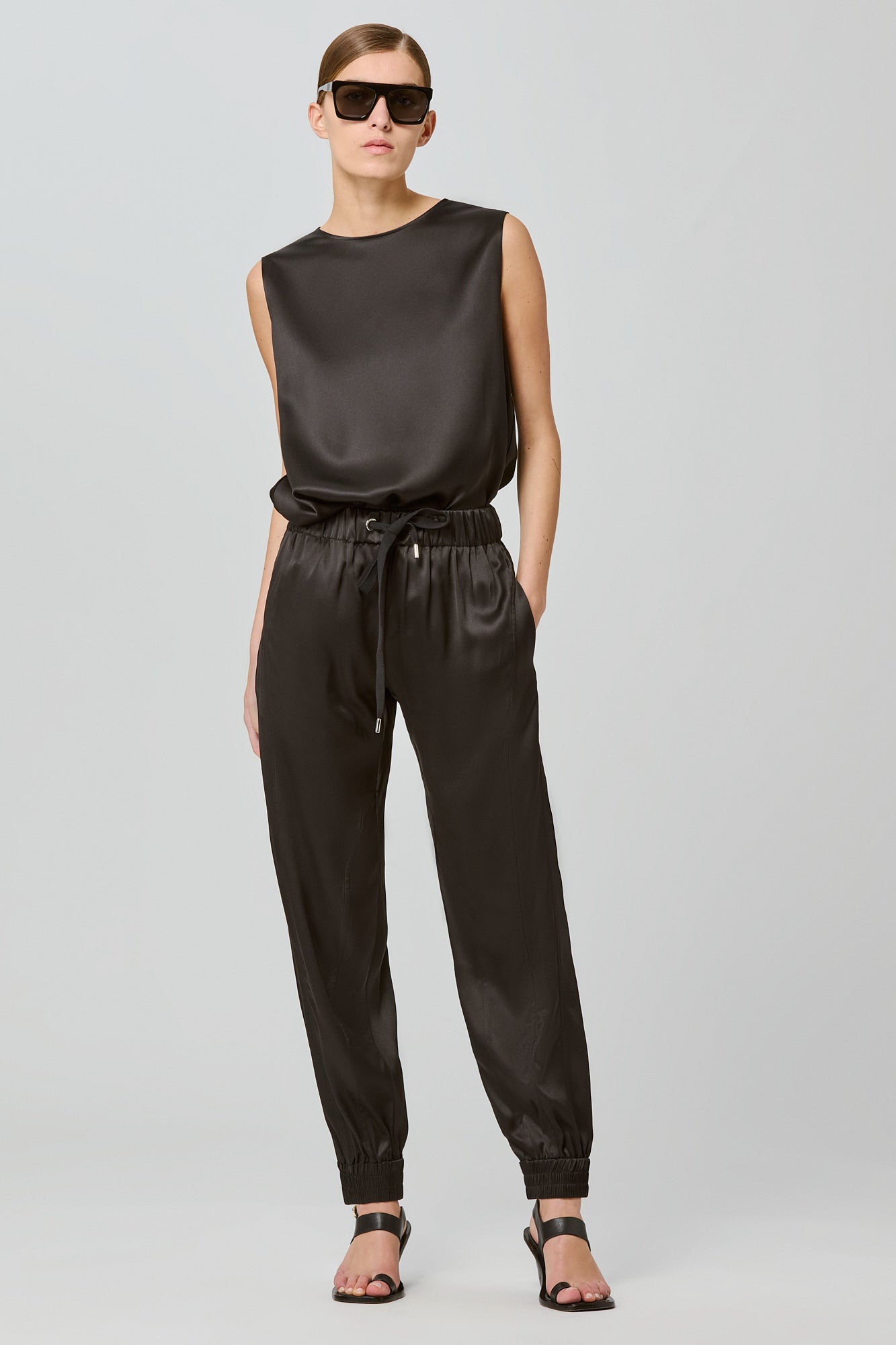 Pantaloni jogger in raso doppio Valentina