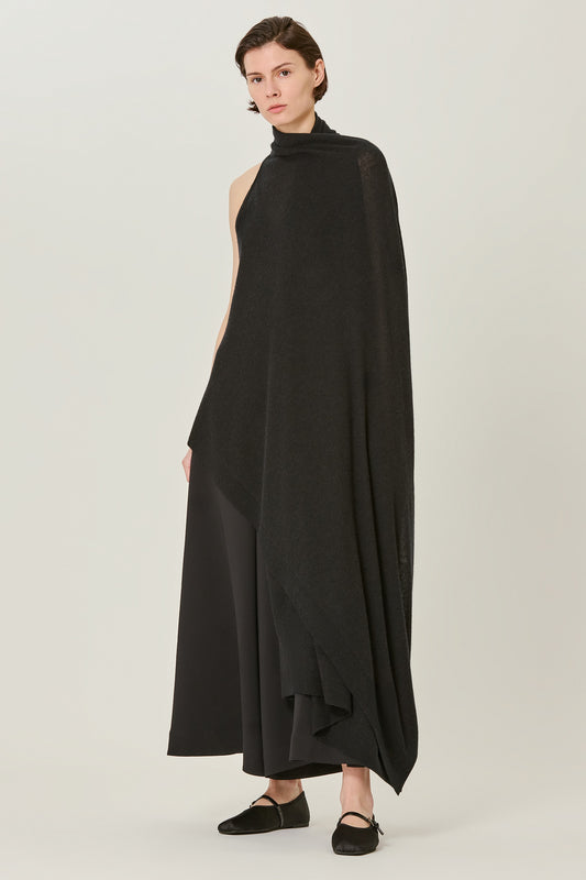 Two ways poncho cardi long in cashmere silk