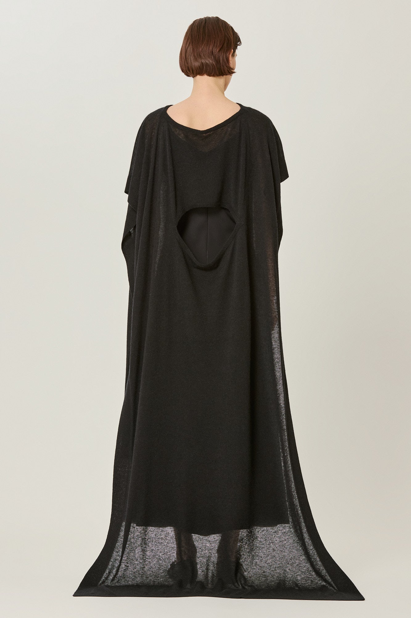 Two ways poncho cardi long in cashmere silk