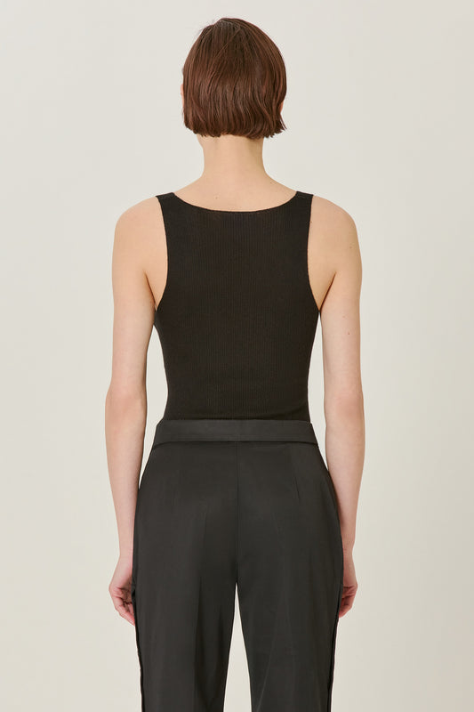 Ribbed V neck tank top