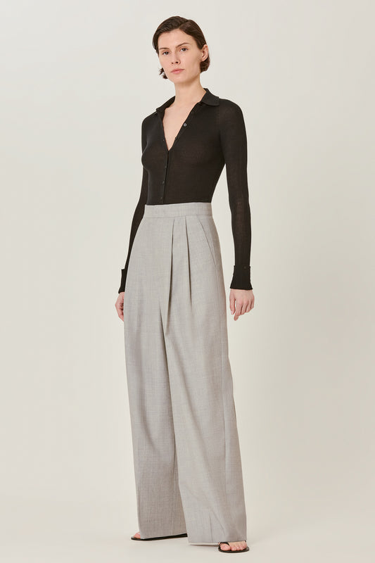 Ribbed cashmere silk cardigan polo