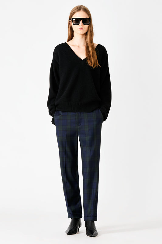 Pantaloni Angela in tartan con risvolto