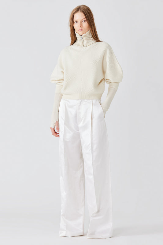 Maglione in cashmere Mina inglese a costine con maniche pipistrello