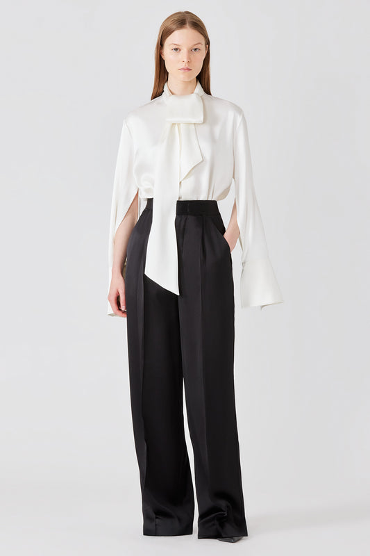 Camicia con sciarpa in doppio raso