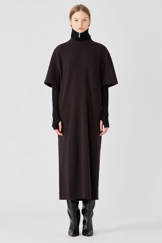 Vestito lungo in cashmere a maglietta