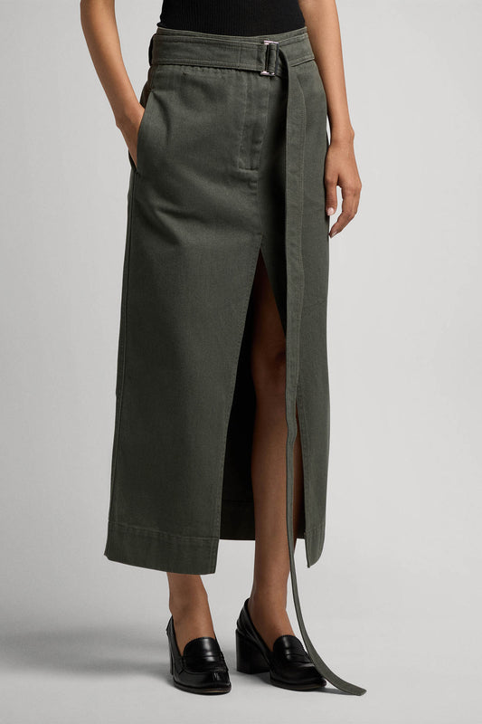 Giorgia long cargo skirt in cotton gabardine