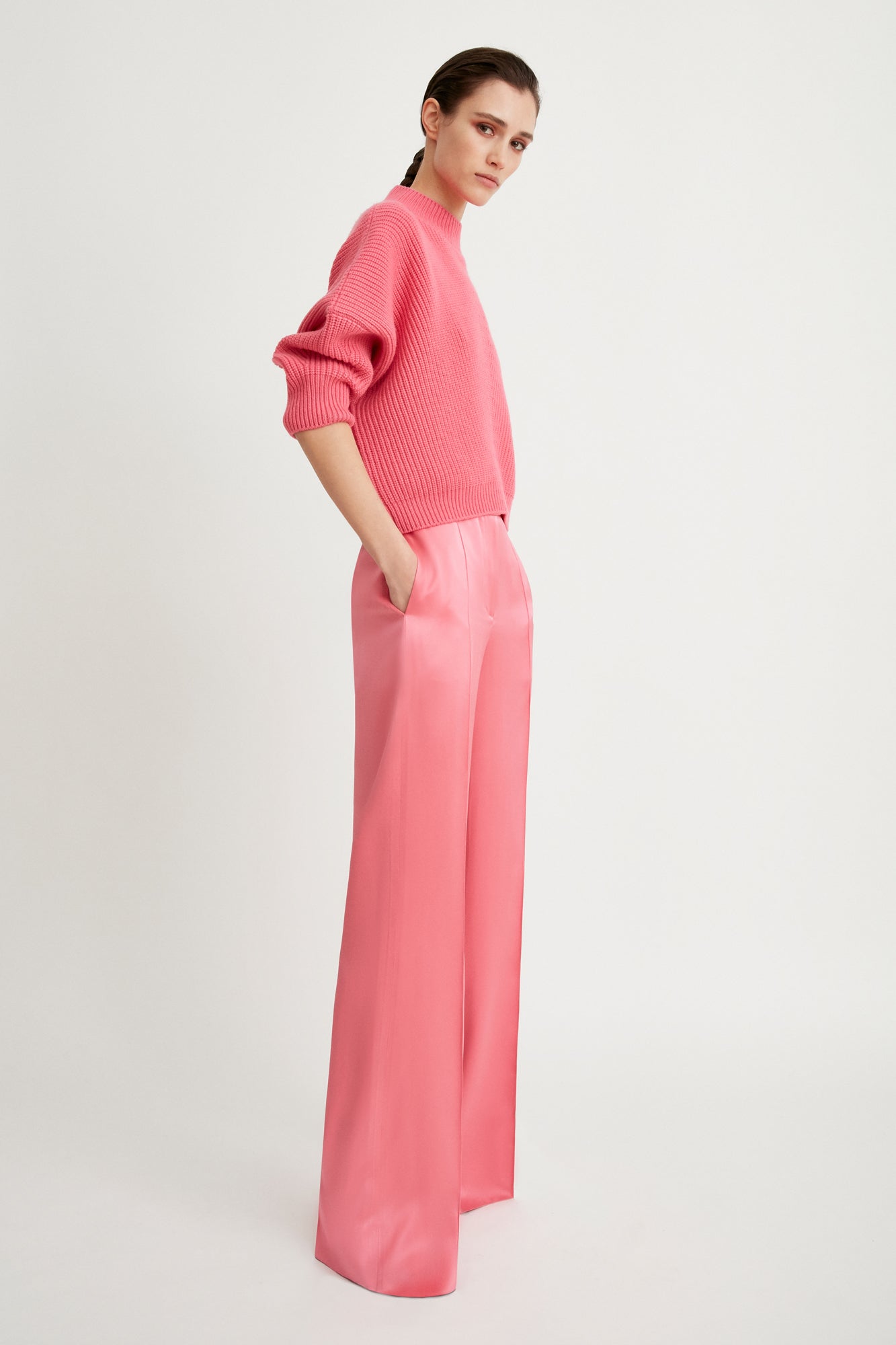 Andrea straight trousers in double satin