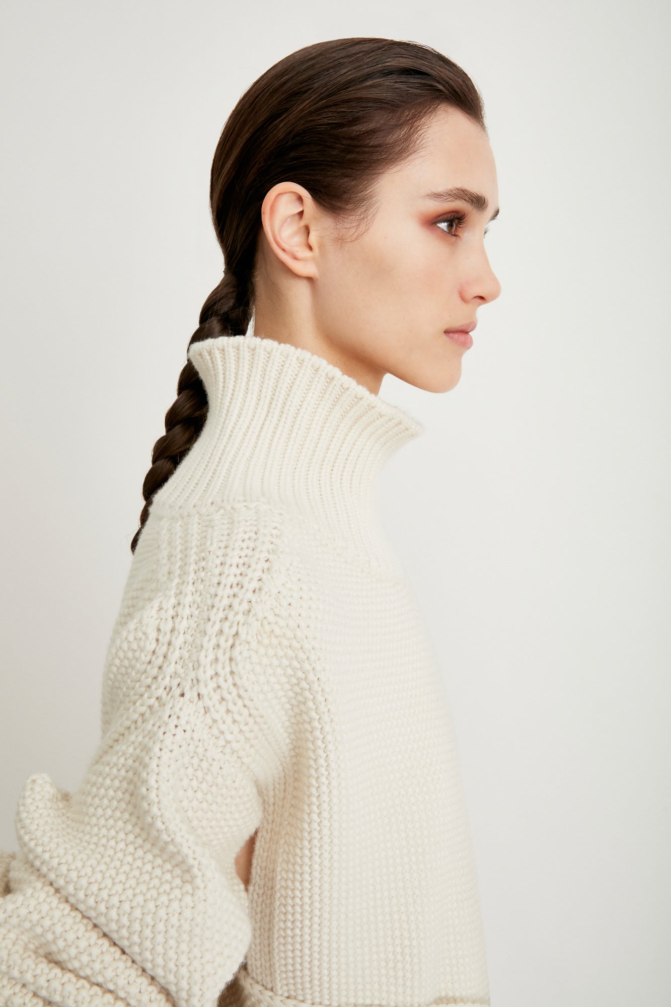 Belted turtleneck cashmere sweater dress