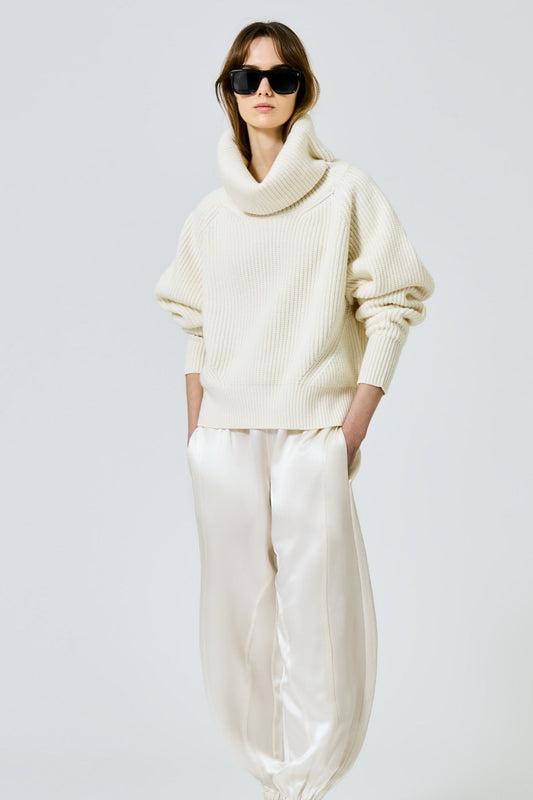 High neck cashmere blend sweater