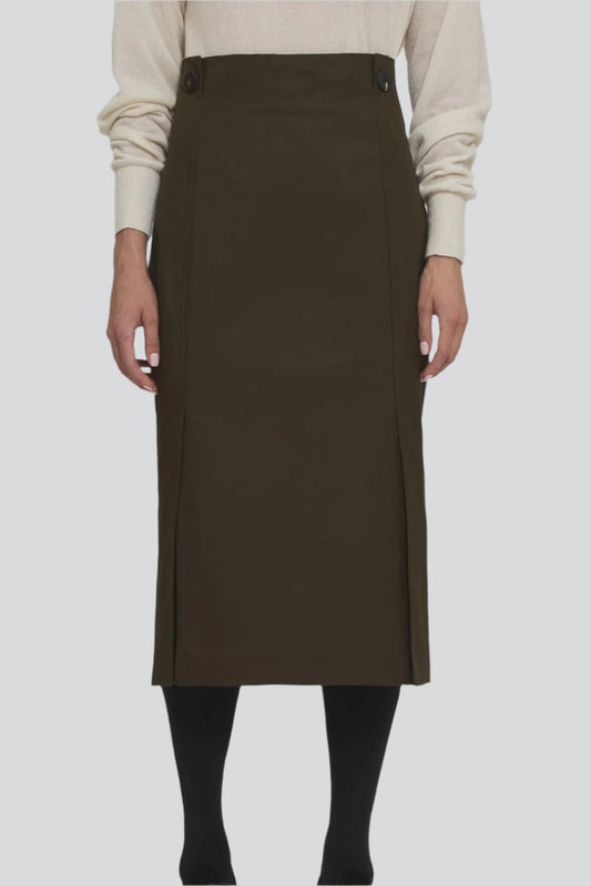 Marine cotton gabardine midi skirt