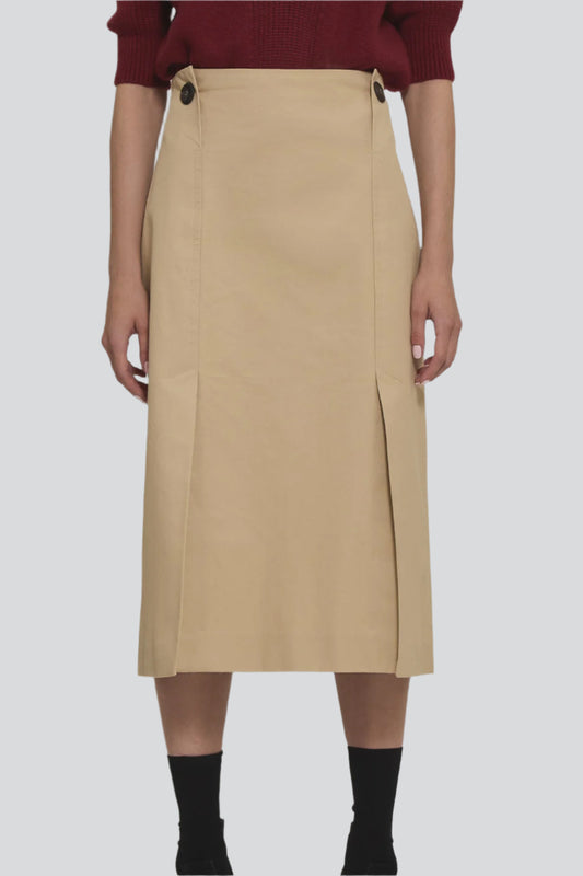 Marine cotton gabardine midi skirt