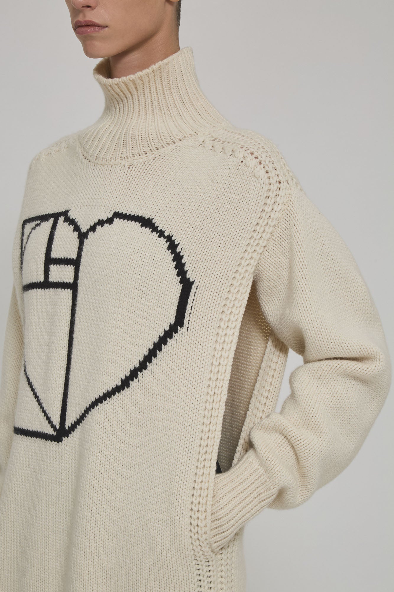 Giovanna high neck cashmere sweater dress with logo