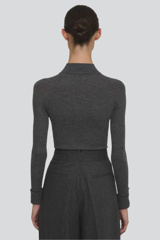 Ribbed cashmere silk long sleeve lupetto