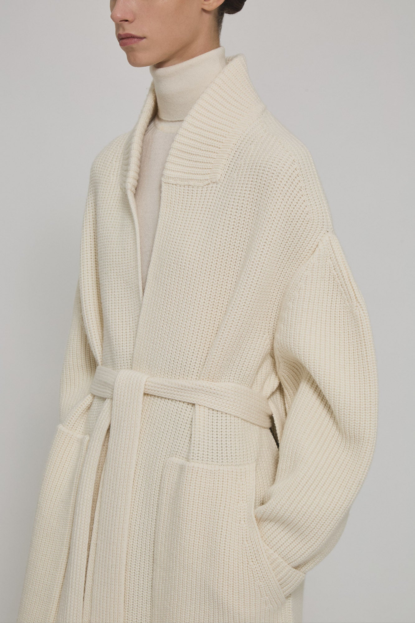English ribbed cashmere blend cardigan long coat