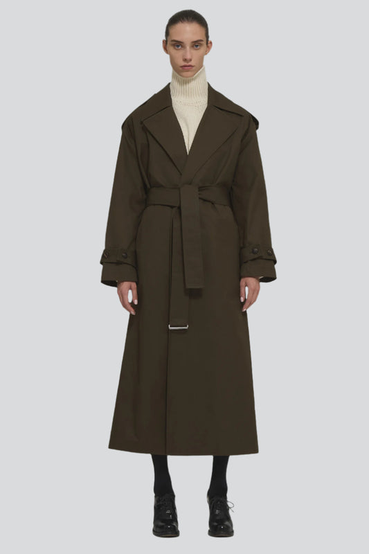 Valentina cotton gabardine trench with belt