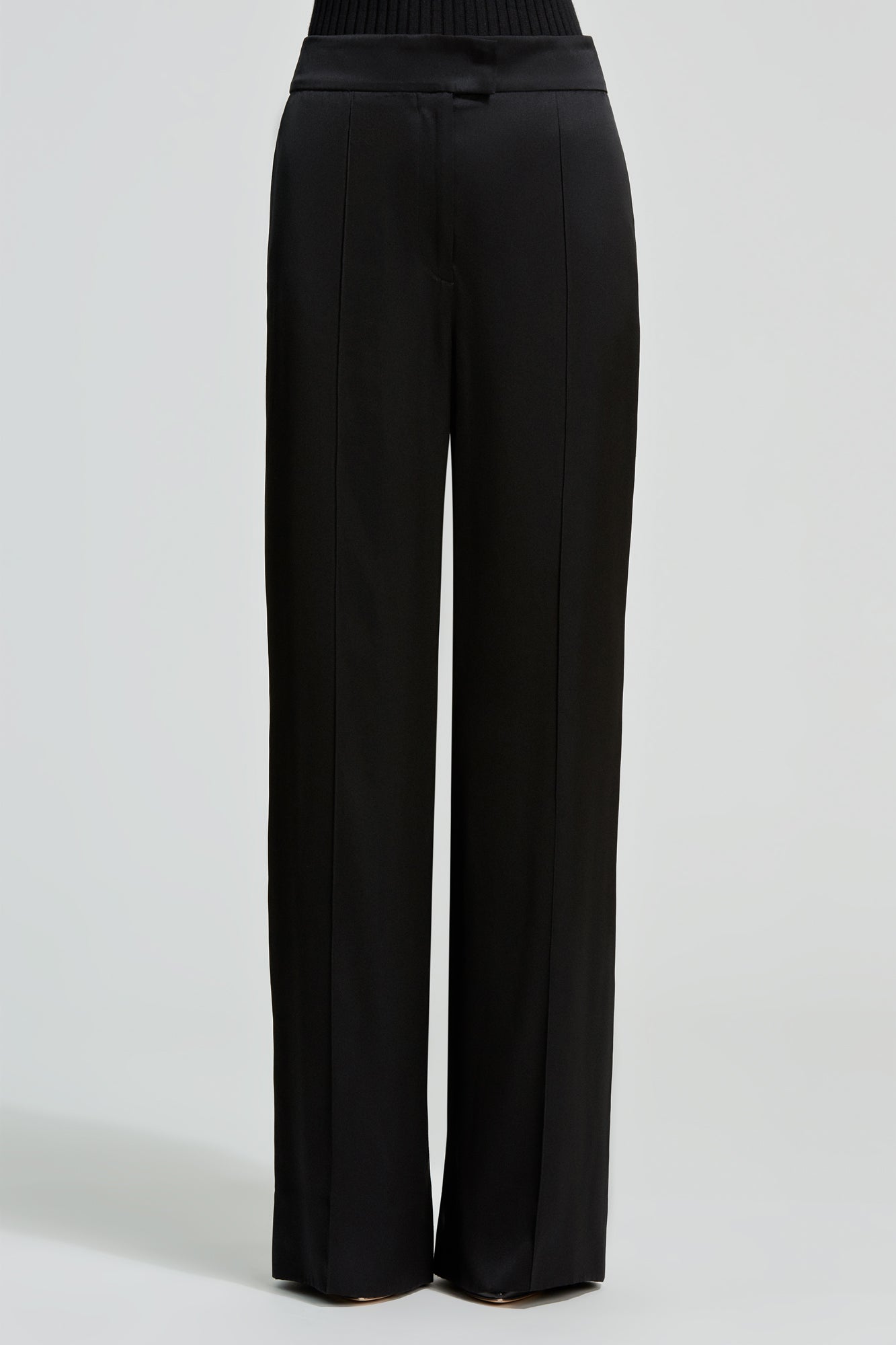 Pantaloni dritti in raso doppio
